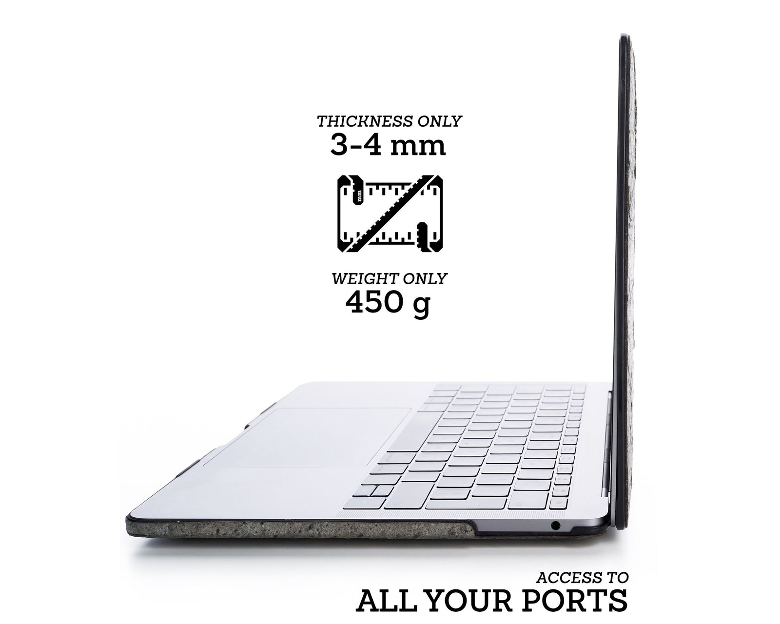 MACBOOK PROTECTIVE CASE - Made of Real Stone - Silver Grey