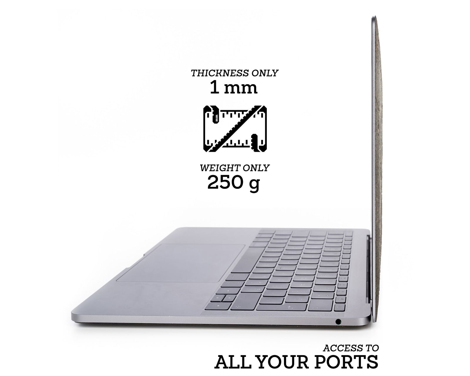 Macbook Skin - Made of Real Stone - Silver Grey